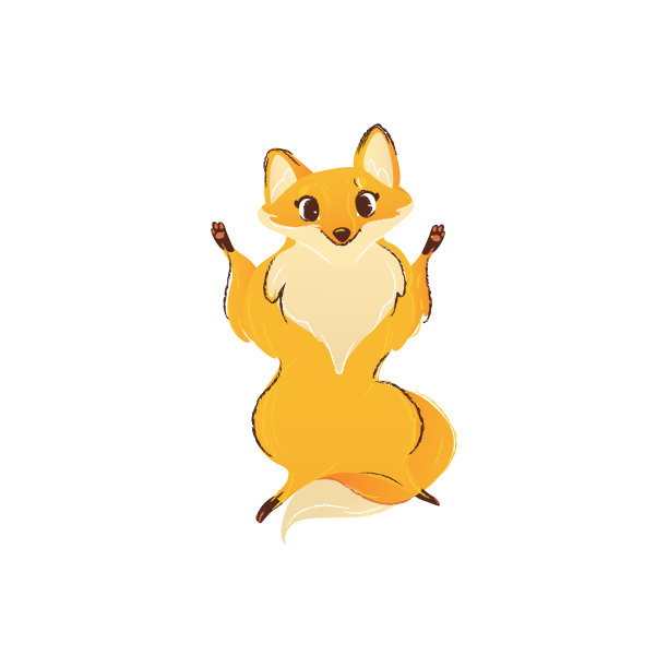 前面的观点，狐狸站在后腿上，与前面抬起的卡通风格图片下载