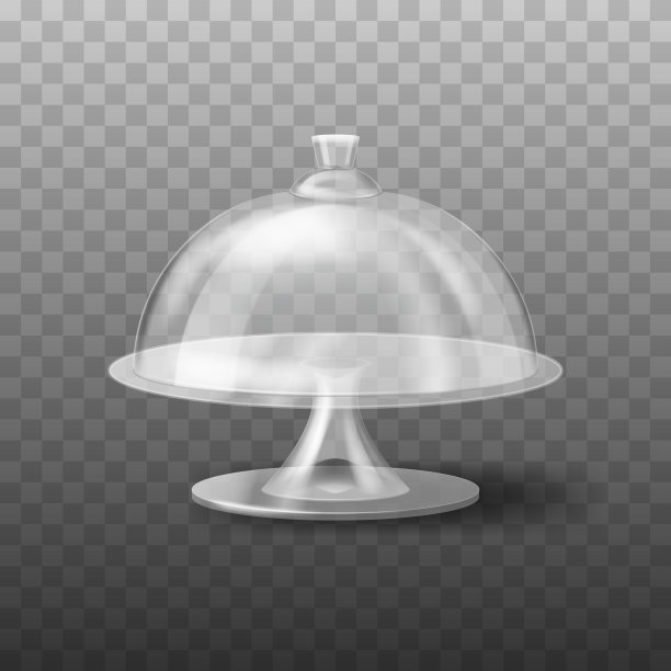 逼真的3d详细玻璃蛋糕架。向量图片下载