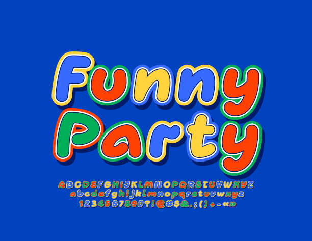 矢量创意海报有趣的派对五颜六色的字母和数字图片下载
