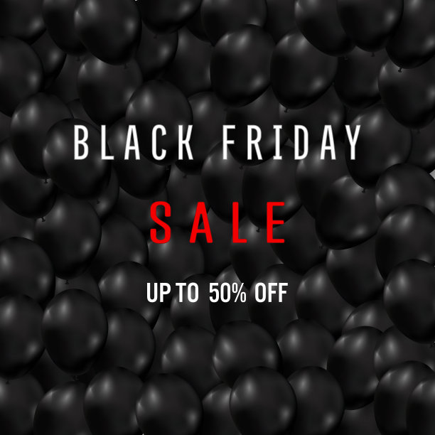 黑色星期五与闪亮的气球背景作为商业，折扣，促销和销售海报的概念。矢量插图。图片下载