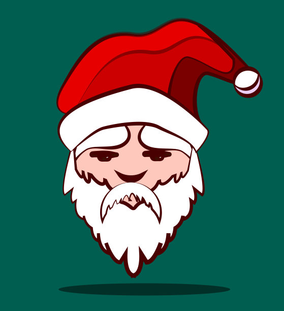 圣诞老人的脸与白胡子和圣诞老人的帽子，股票-插图图片下载