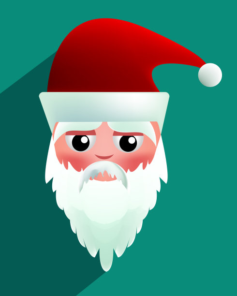 圣诞老人的脸与大眼睛在绿色的背景，股票-插图图片下载