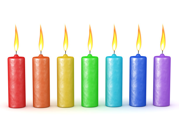 许多彩色蜡烛的3D渲染图片下载