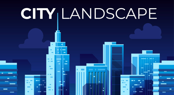 无缝的城市夜景。城市与建筑。城市的轮廓。美丽的背景模板。多层次的现代智慧城市。卡通设计。平面风格矢量插图。图片下载