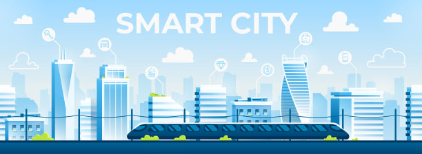 无缝的城市景观。城市与建筑。城市的轮廓。美丽的背景模板。多层次的现代智慧城市。卡通设计。平面风格矢量插图。图片下载