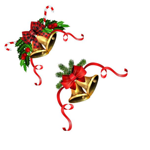 圣诞装饰用冷杉树金色的铃铛图片下载