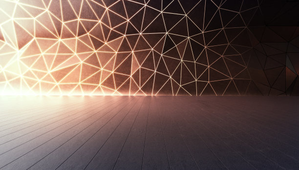 几何形状的结构在灰色的混凝土地板在大的大厅或现代的陈列室。图片下载