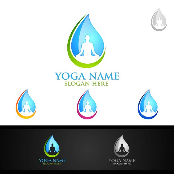 瑜伽和莲花象征与健康水疗概念和人体轮廓图片下载