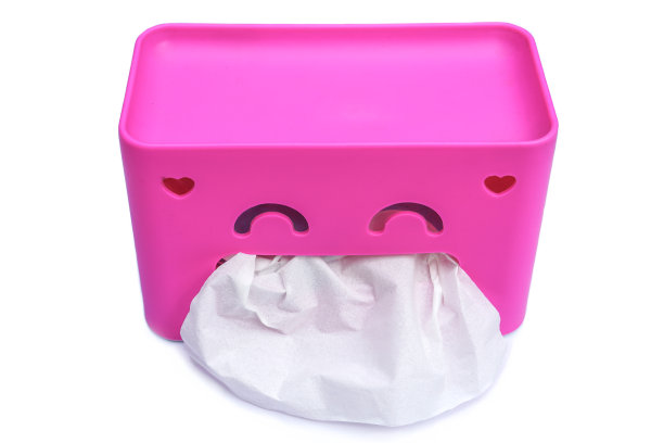 白色背景下分离的组织的粉红色盒子图片下载