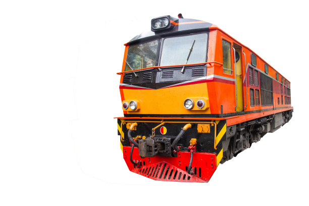 车头拖柴油电力机车，白色背景孤立图片下载