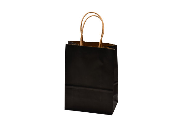 黑色的牛皮纸礼品袋孤立在白色的背景图片下载