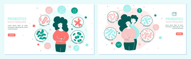 解决益生菌问题登陆页面向量模板集图片下载