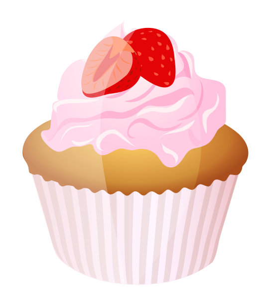 可爱的卡通松饼孤立在白色的背景。平的风格。矢量插图。图片下载