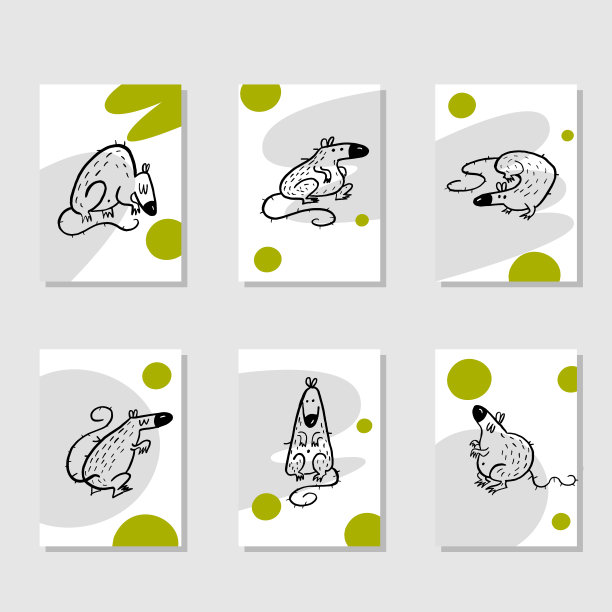 一套有趣的圣诞卡与老鼠和问候，在矢量。邀请,海报。2020年标志图片下载