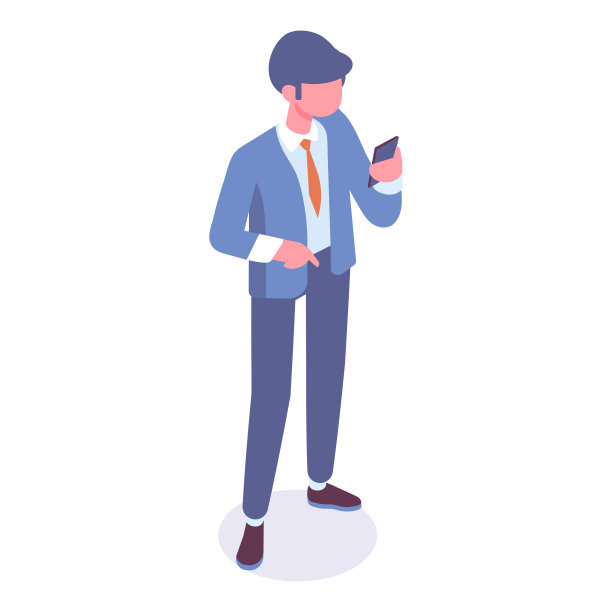等距男人站在电话。图片下载