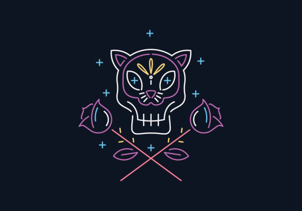 墨西哥死猫节的霓虹造型图片下载