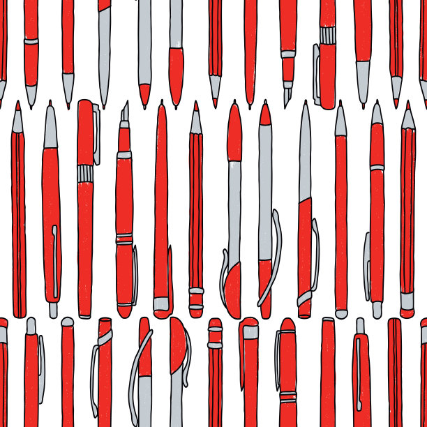 无缝图案套装各种绘图笔和铅笔图片下载