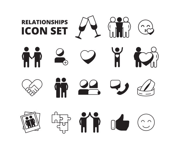 友谊的象征。家庭爱夫妇男女关系伙伴握手尊重向量图标设置图片下载