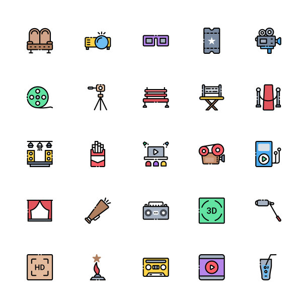 电影和电影制作颜色线图片下载