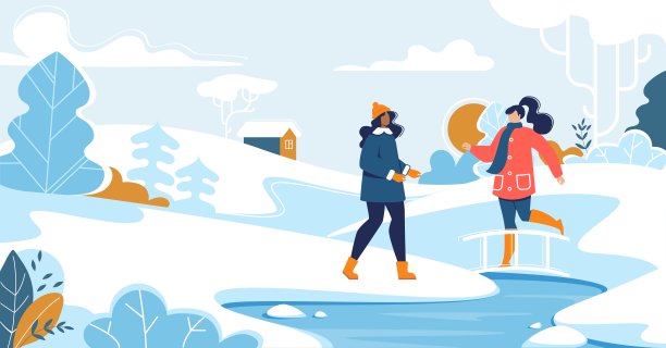 朋友们在雪山公园散步图片下载