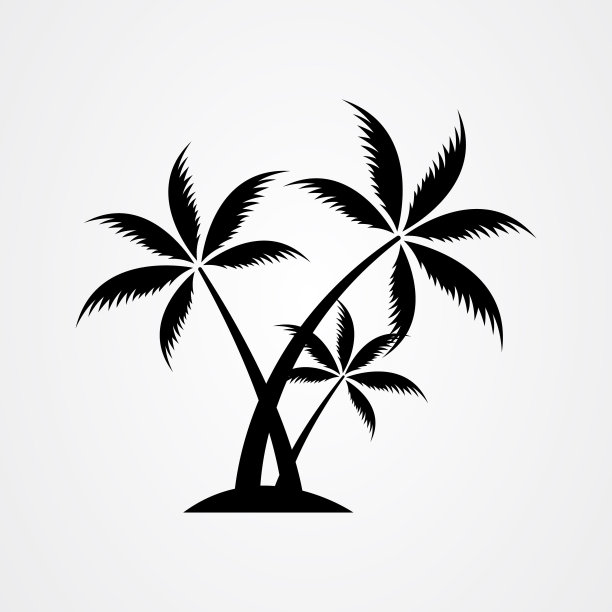 棕榈树剪影图标。简单的平面矢量图图片下载