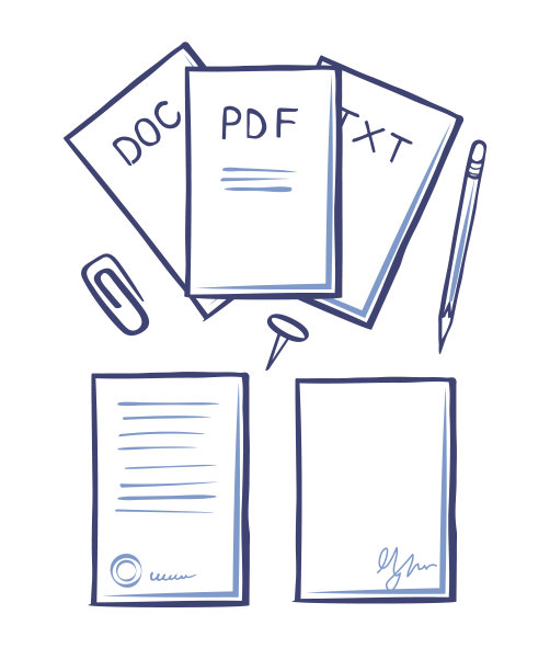 带有矢量签名的办公室文件和页面图片下载