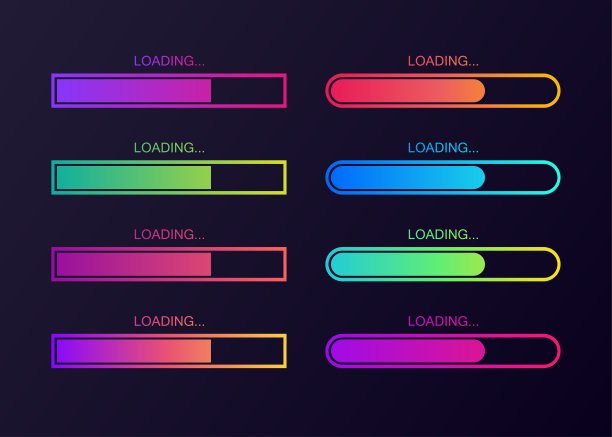 矢量进度加载条集。过程指标。图片下载