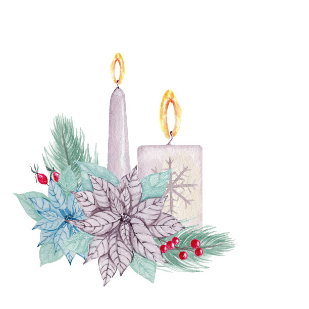 水彩圣诞插画与冷杉树枝，节日花和装饰品。圣诞贺卡。冬天的设计。圣诞快乐。新年快乐。图片下载