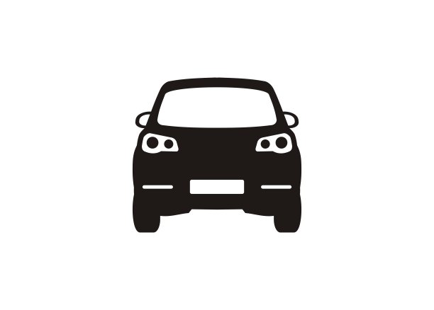 汽车后视图。简单的图标在黑色和白色。图片下载