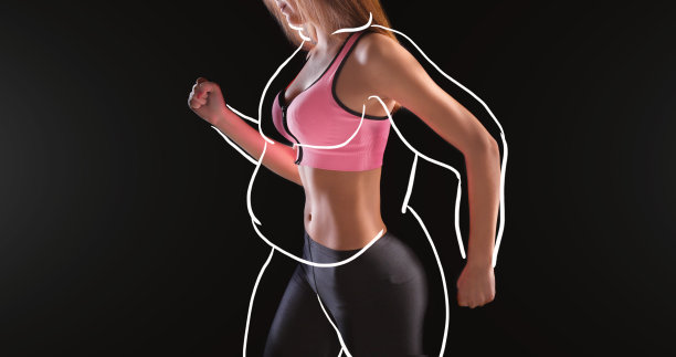 裁剪的照片运动苗条的女人在黑色的背景图片下载