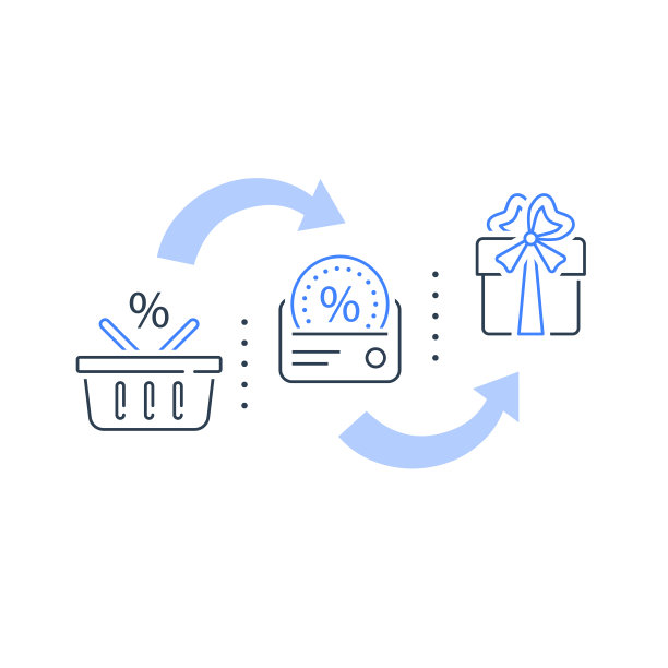 忠诚卡，奖励计划矢量图标设置，赚取积分购买，折扣券，现金返还图片下载