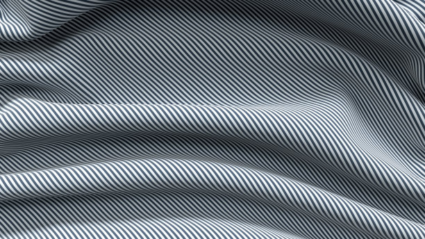 3D抽象黑白条纹布织物纹理，纺织背景图片下载