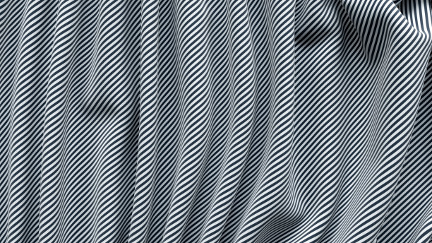 3D抽象黑白条纹布织物纹理，纺织背景图片下载