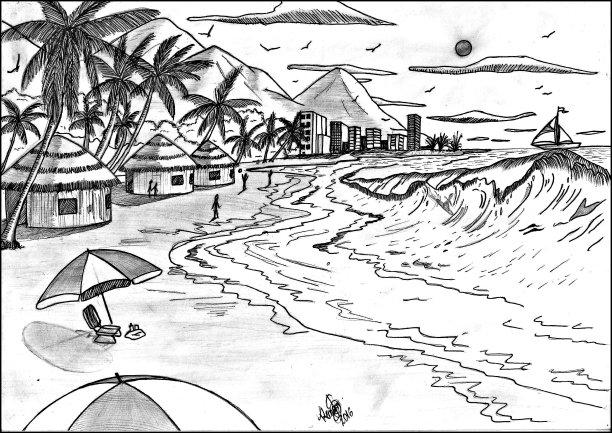 海滩上画图片下载