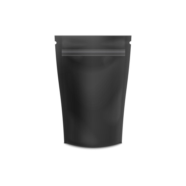 现实的空白黑色模板和模拟包和咖啡袋。图片下载
