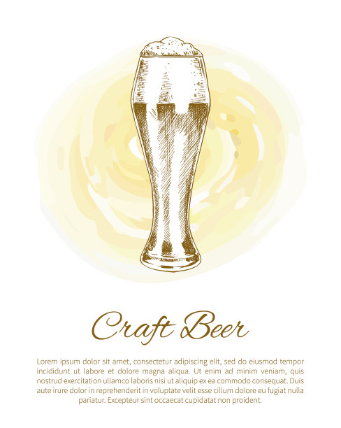 比尔森手工啤酒杯彩色海报图片下载