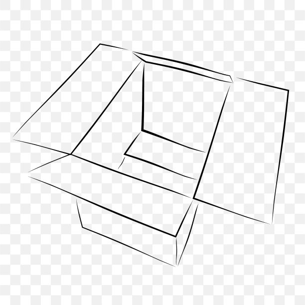 简单手绘草图矢量模型黑色轮廓纸板，在透明效果的背景图片下载