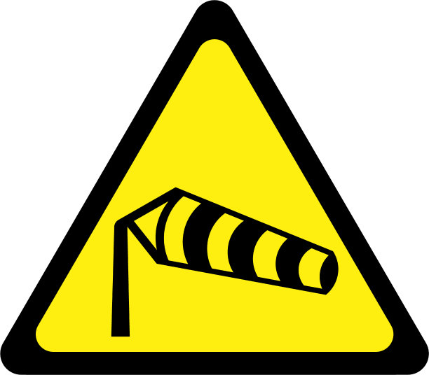 带有侧风标志的警告标志图片下载