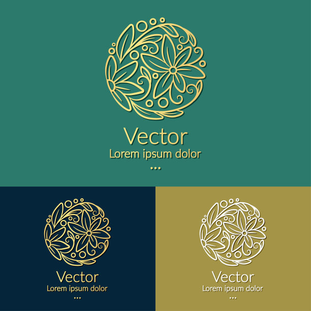 圆形线形叶徽。可以作为字母和标志使用。豪华复古向量模板与优雅的元素。非常适合壁纸或背景装饰。图片下载
