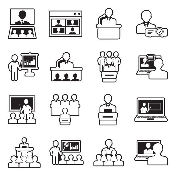 演示图标。线条与填充设计。矢量插图。图片下载