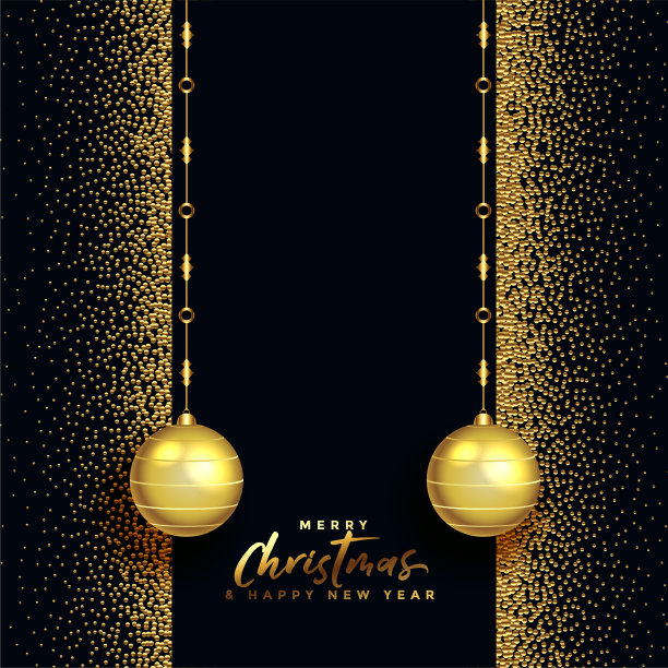黑色和金色的圣诞快乐美丽的问候设计图片下载