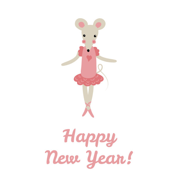 可爱的卡通芭蕾舞鼠。新2020年。矢量插图。图片下载