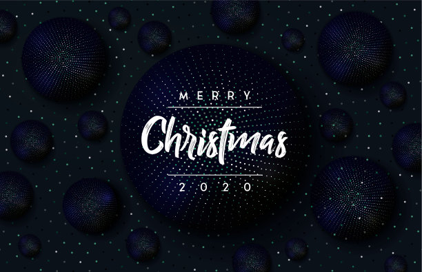 2020年圣诞快乐。假日矢量插图现代抽象时尚背景。现实的3 d谢尔。节日海报或横幅设计。图片下载