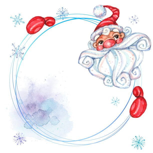 用圣诞老人在明信片上签名。空间的文本。水彩。向量。图片下载