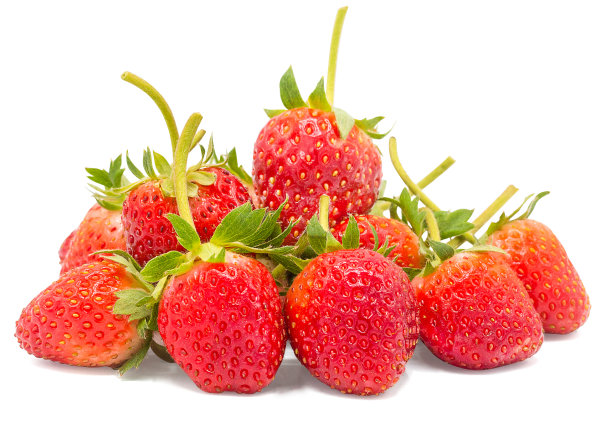 新鲜草莓孤立在白色背景与剪切路径，特写，复制空间图片下载