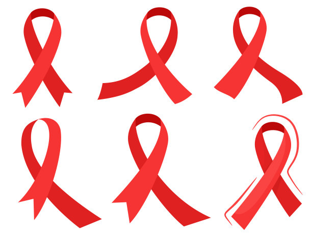 世界艾滋病日红丝带。矢量隔离在卡通平面风格上的白色背景。图片下载