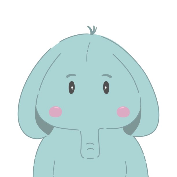 可爱的矢量插图与大象幼崽。图片下载
