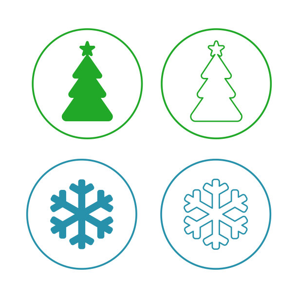 雪花和圣诞树的图标图片下载