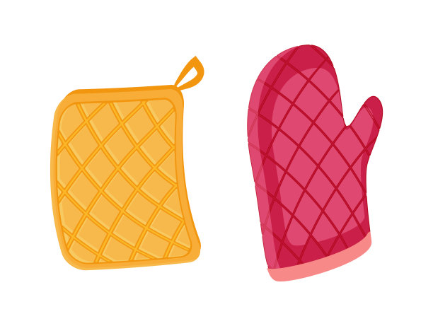 壶支架和烤箱米特设置矢量插图图片下载