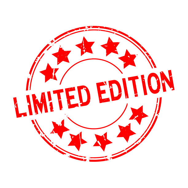 Grunge红色限量版字与星形图标橡胶印章印章在白色背景图片下载